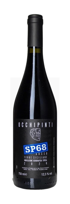 Occhipinti SP68 wine bottle on a white background