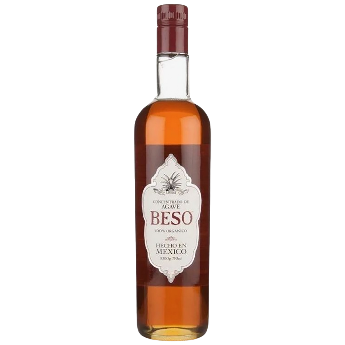 A 700ml glass bottle of Beso Agave Liqueur.