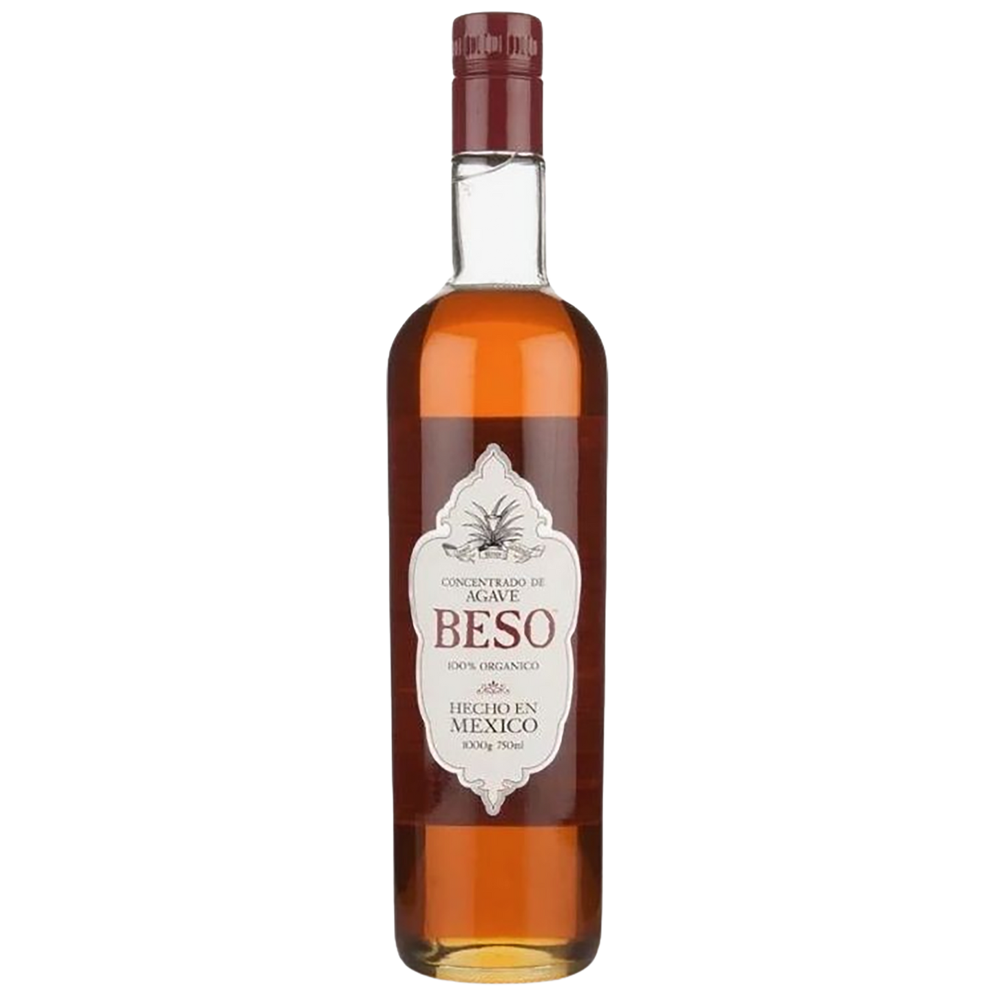 A 700ml glass bottle of Beso Agave Liqueur.