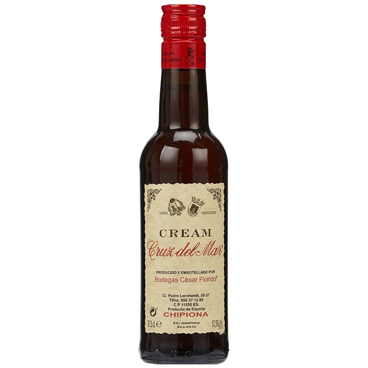 A half bottle of Bodegas Cesar Florido Cruz del Mar Cream