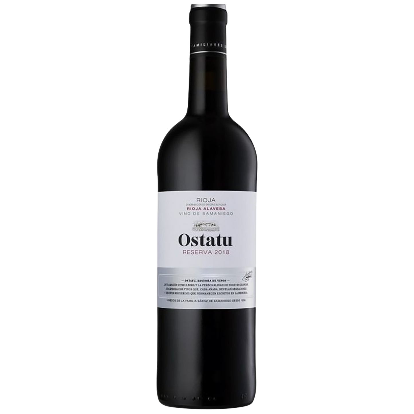 A bottle of Ostatu Reserva red wine.