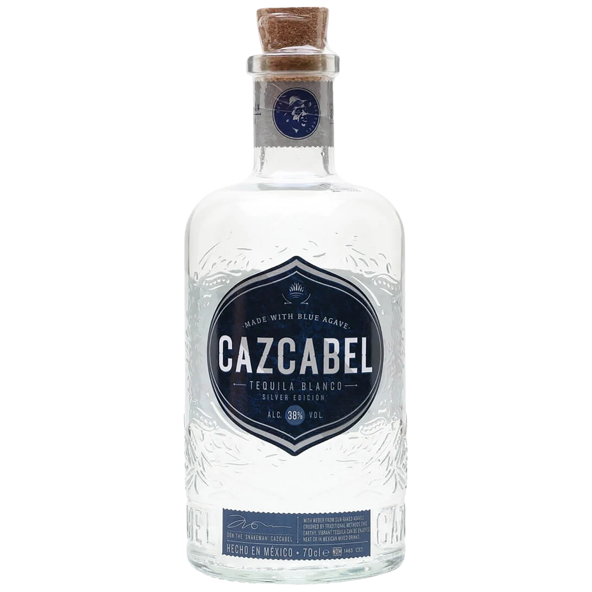 A bottle of Cazcabel Blanco Tequila 100% Agave