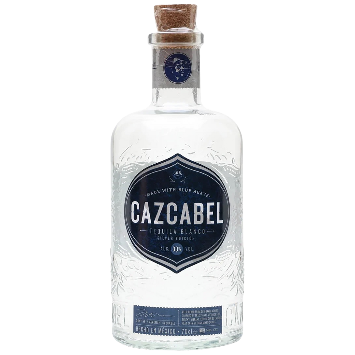 A bottle of Cazcabel Blanco Tequila 100% Agave