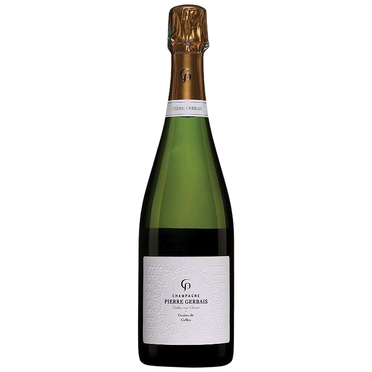 A bottle of Champagne Pierre Gerbais Grains de Celles Extra Brut