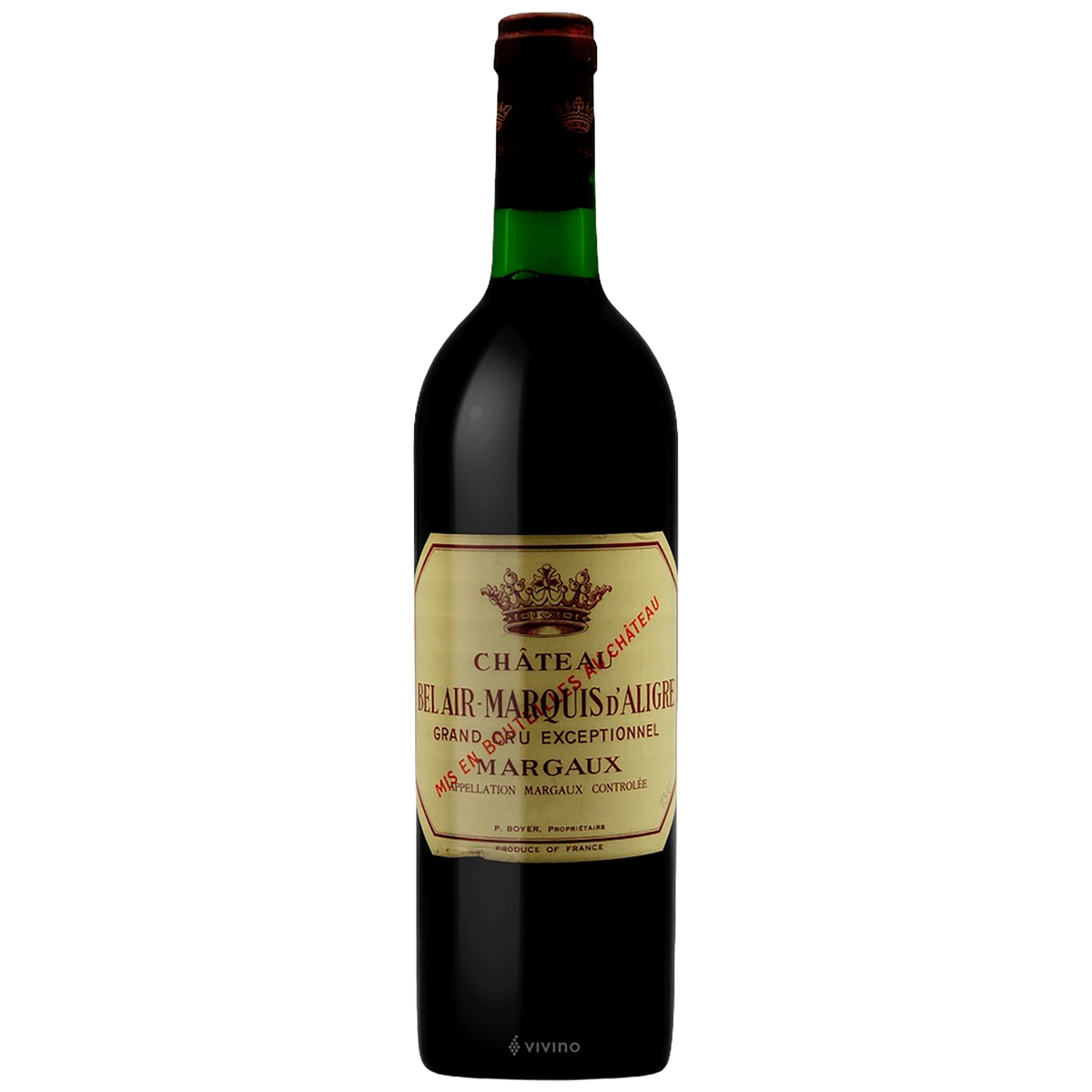 A bottle of Château Bel Air-Marquis d'Aligre Margaux Grand Cru Exceptionnel