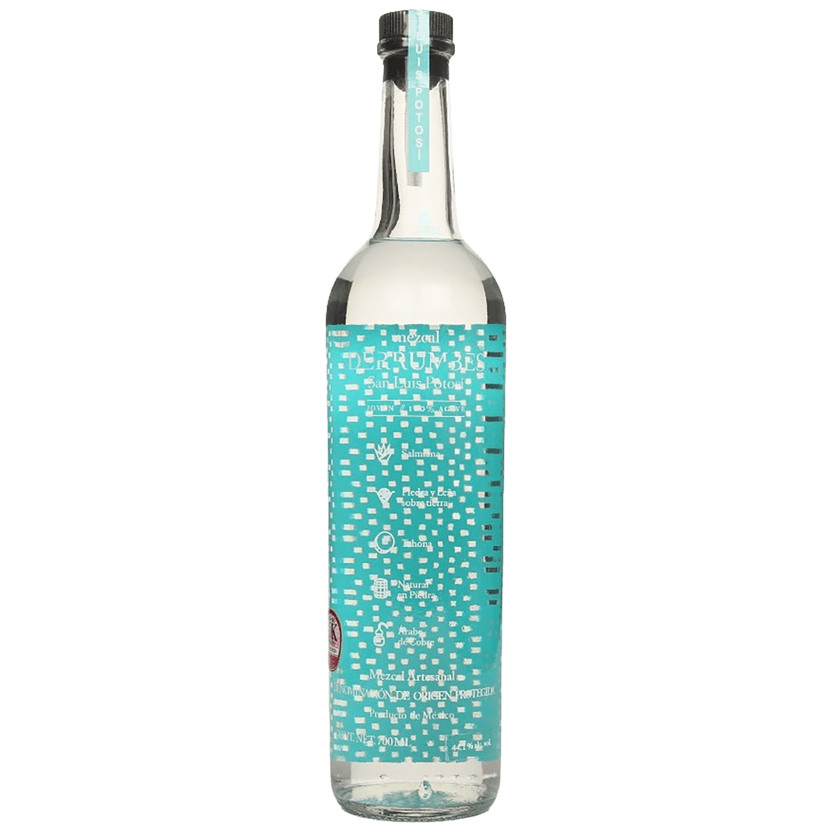 A bottle of Derrumbes San Luis Potosí Mezcal