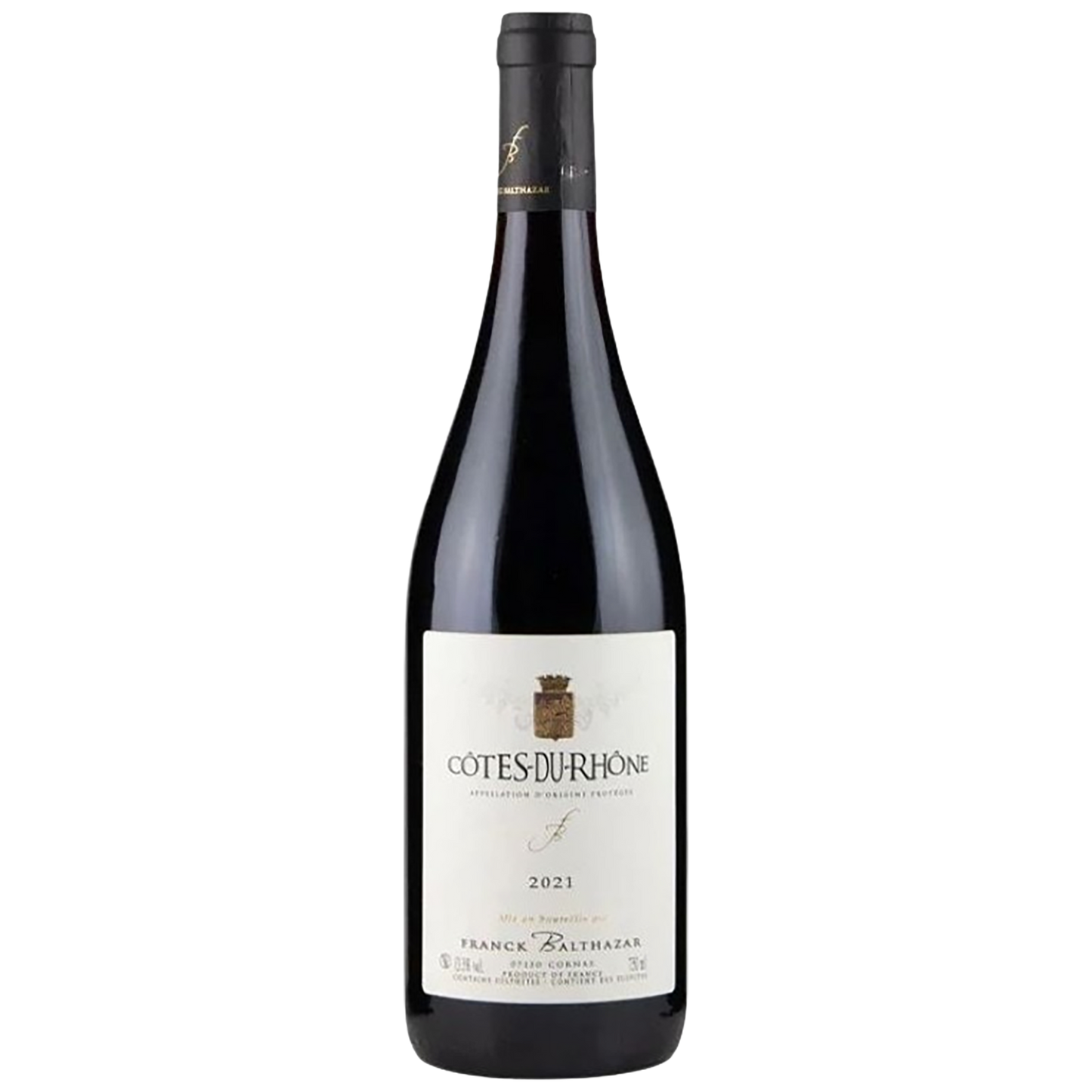 A bottle of Domaine Balthazar Côtes du Rhône