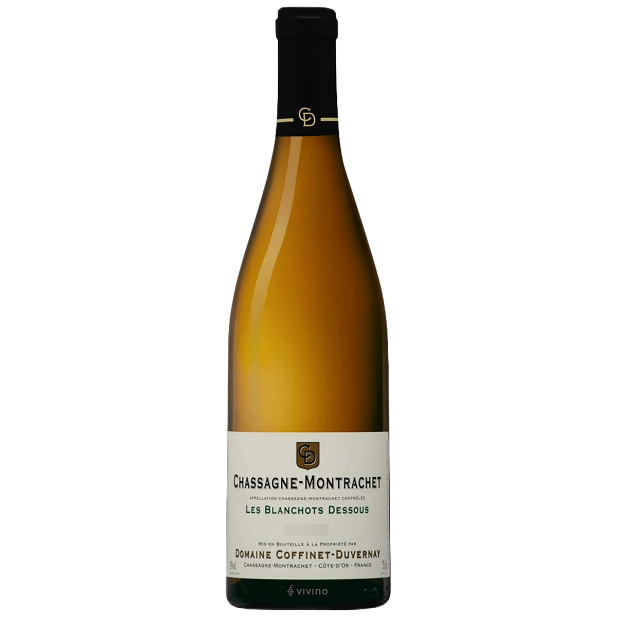 A bottle of Domaine Coffinet-Duvernay Chassagne-Montrachet Blanchots Dessous