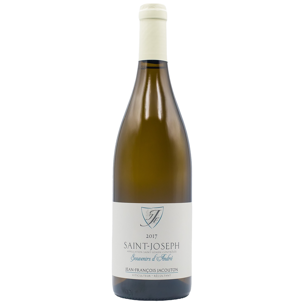 A bottle of Domaine Jacouton St Joseph Blanc Souvenir d'André