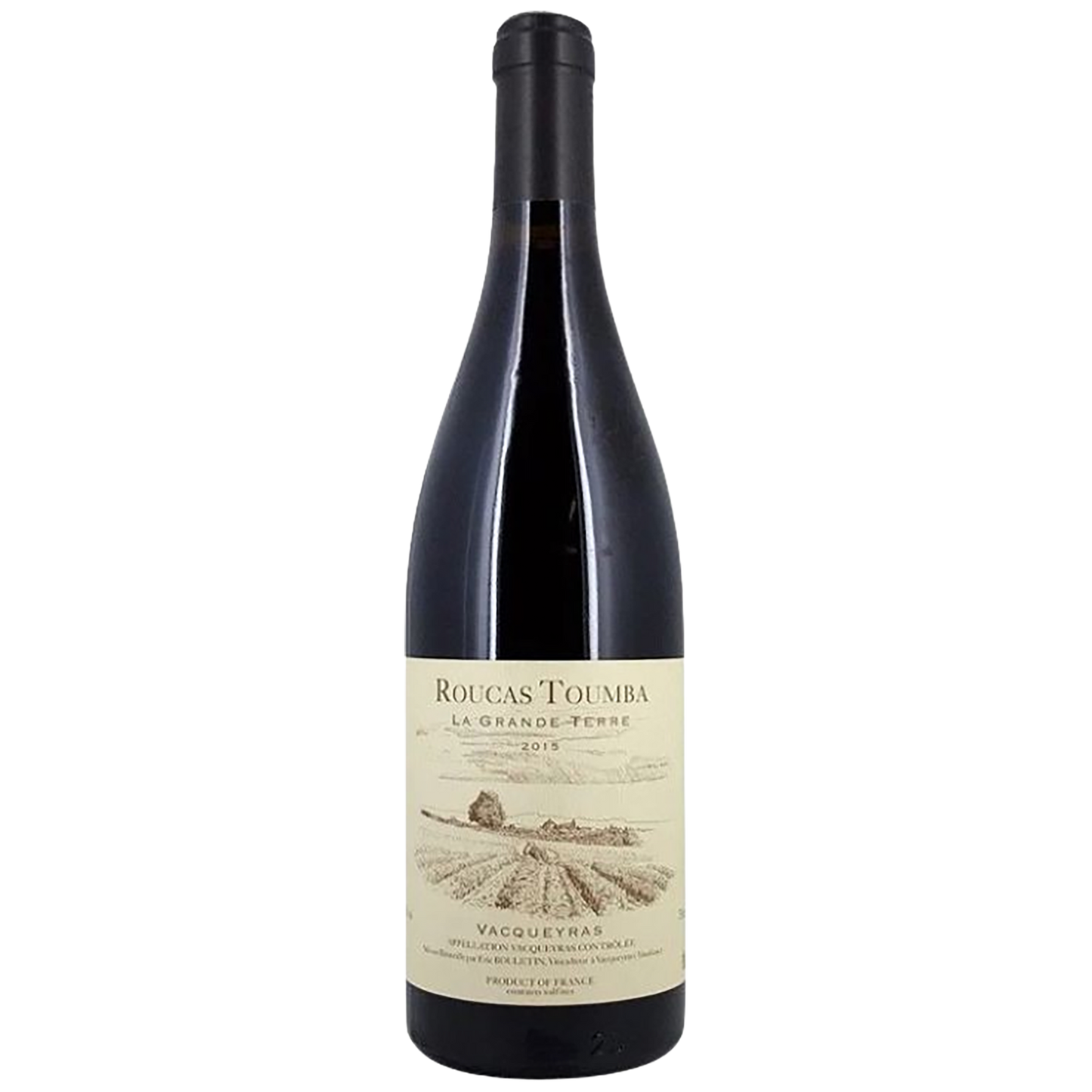 A bottle of Domaine Roucas Toumba Vacqueyras Grande Terre