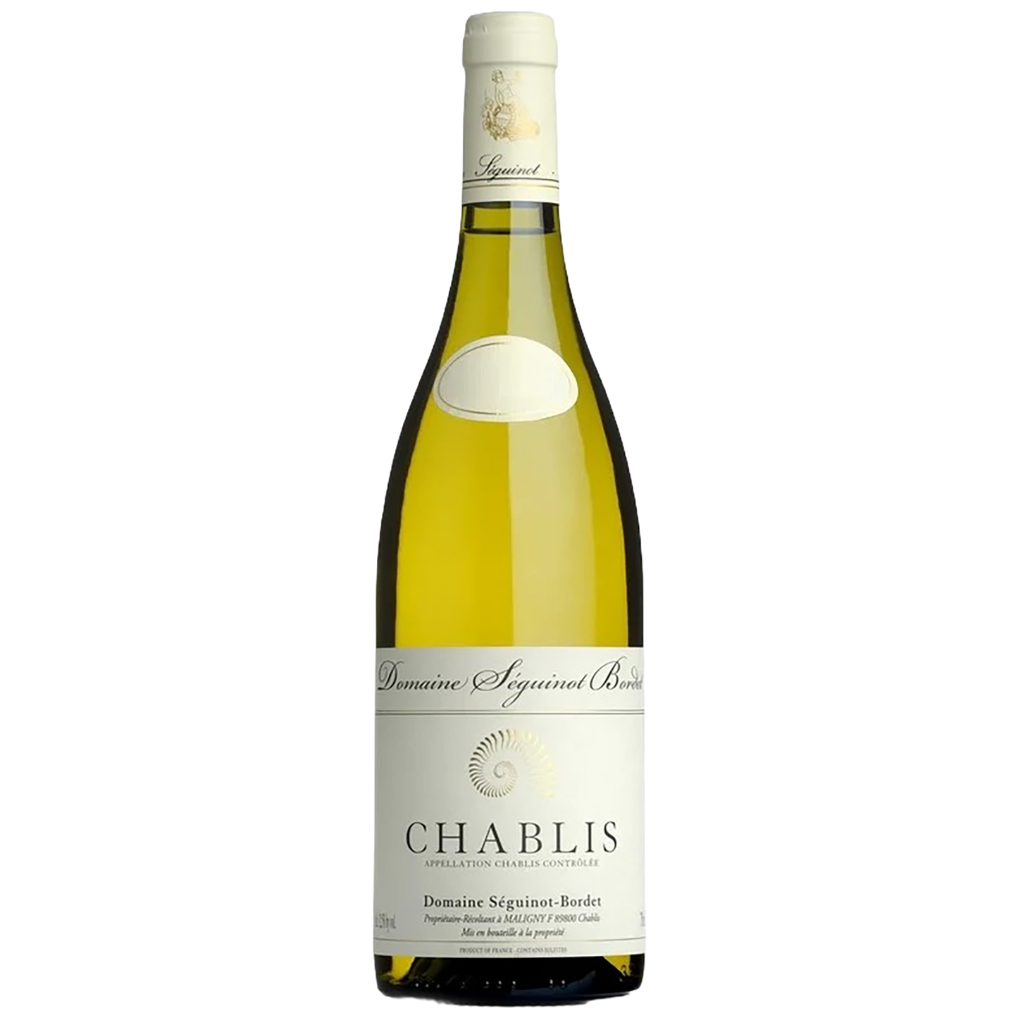 A bottle of Domaine Seguinot Bordet Chablis