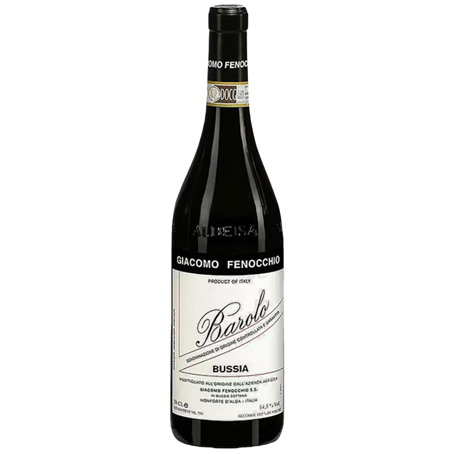 A bottle of Giacomo Fenocchio Barolo Bussia