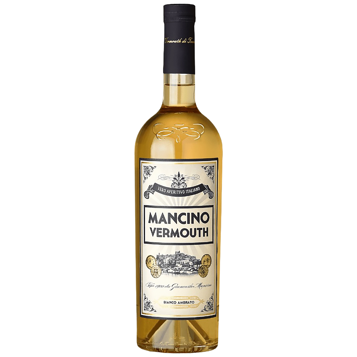 A bottle of Mancino Bianco Ambrato Vermouth