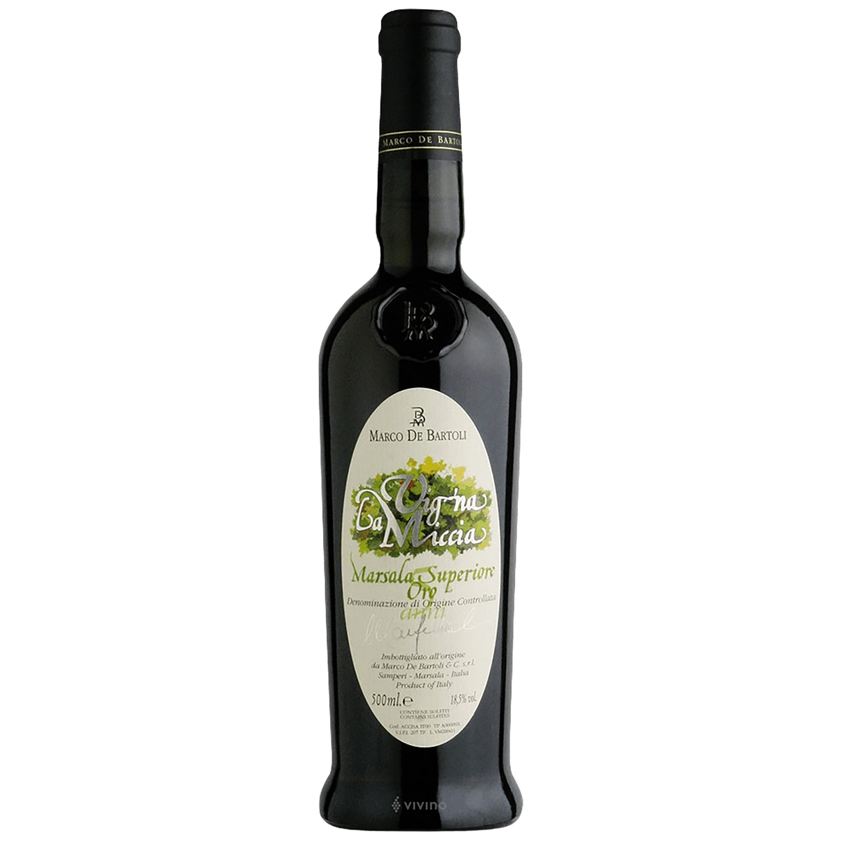 A bottle of Marco De Bartoli Marsala Superiore Oro Riserva