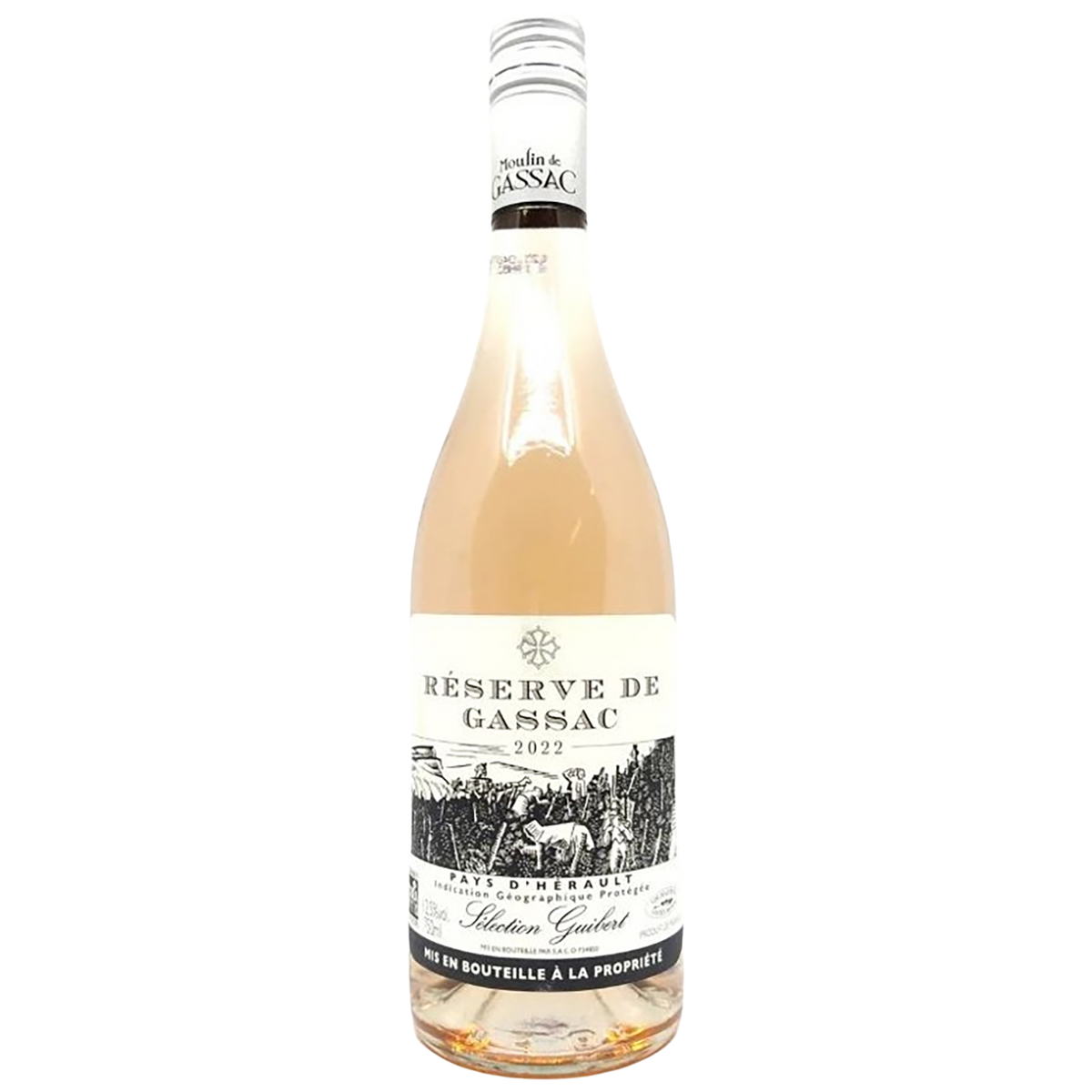 A bottle of Mas de Daumas Gassac Réserve de Gassac Rosé