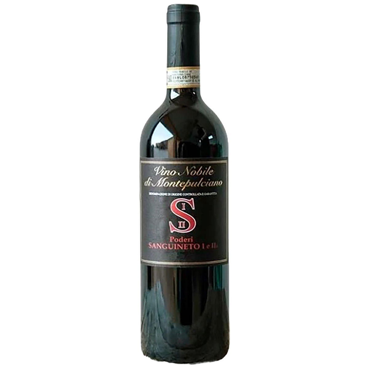 A bottle of Poderi Sanguineto Vino Nobile di Montepulciano