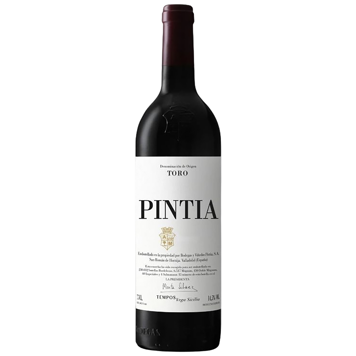 A bottle of Vega Sicilia Pintia