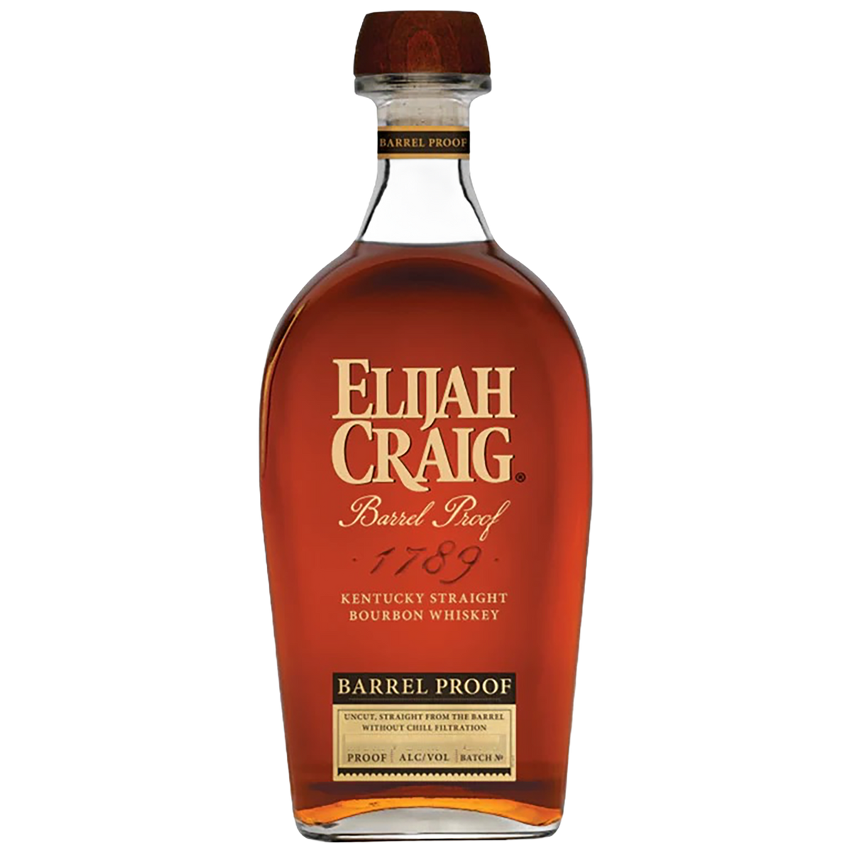 Bottle of Elijah Craig Barrel Proof Straight Bourbon A123 on allocation at Blenheim Vintners in St John’s Wood, London.