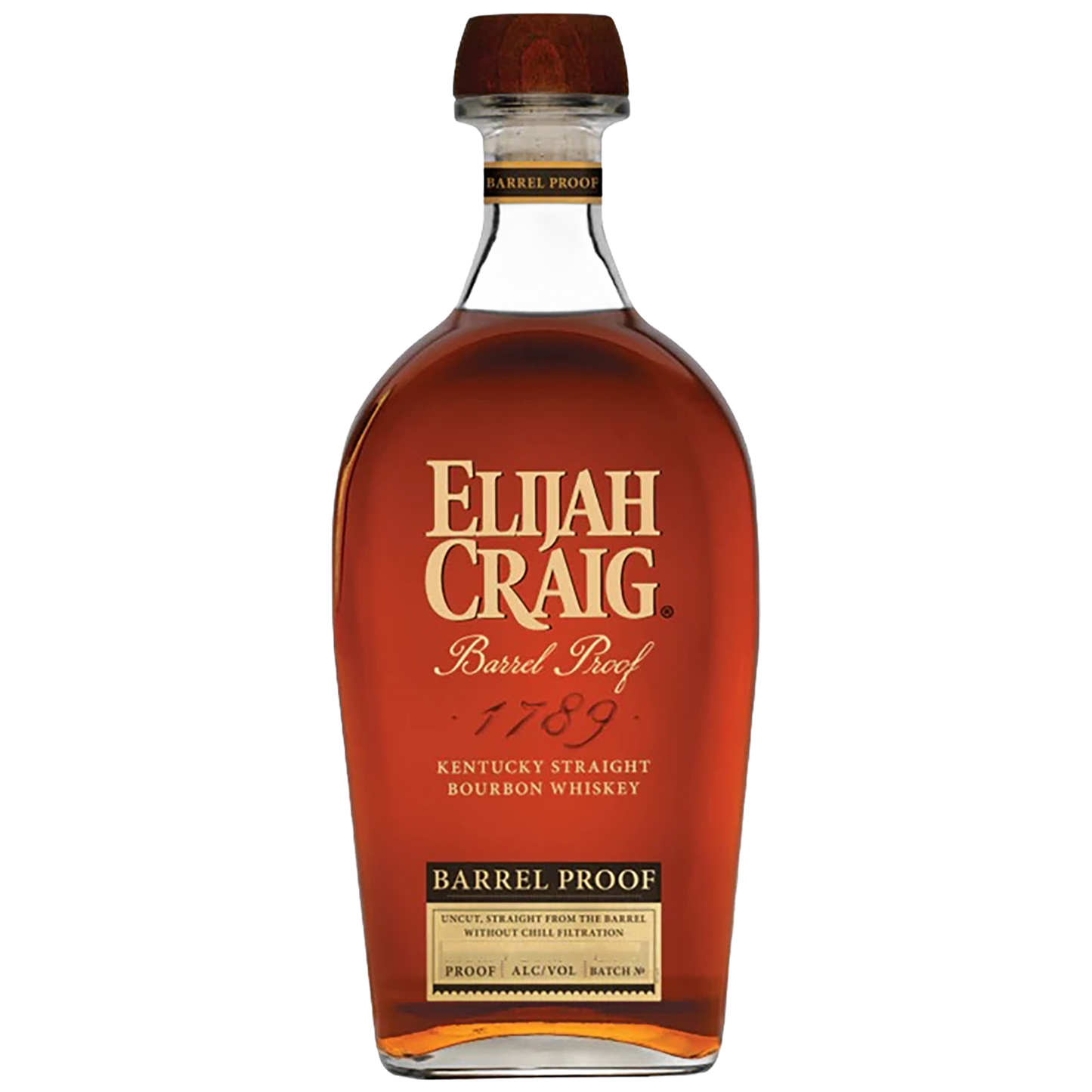 Bottle of Elijah Craig Barrel Proof Straight Bourbon A123 on allocation at Blenheim Vintners in St John’s Wood, London.