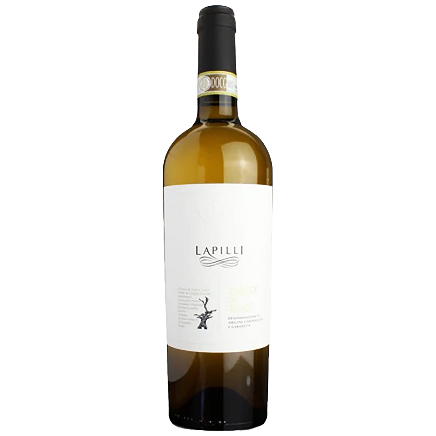 A bottle of Lapilli Greco di Tufo