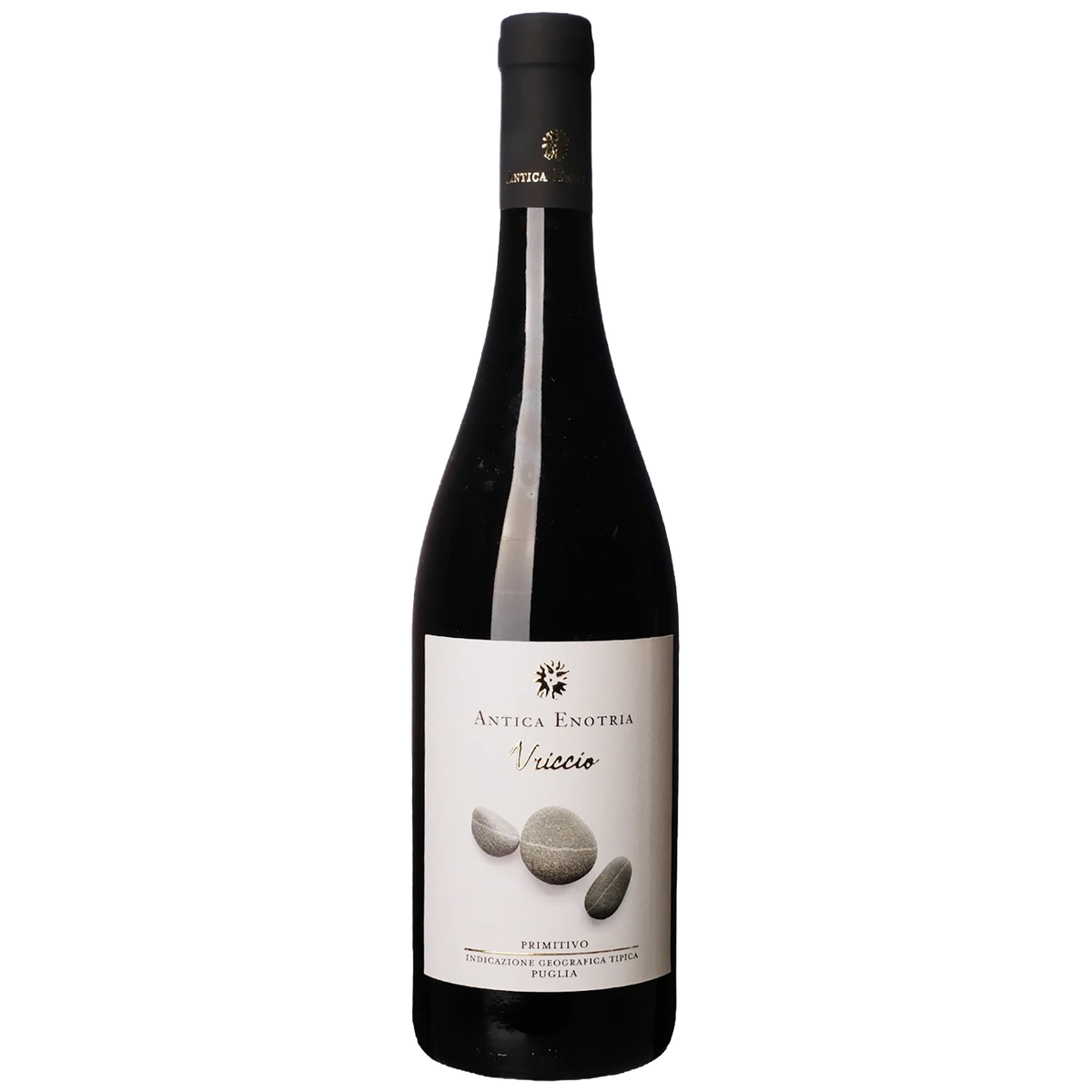 Bottle of Antica Enotria Vriccio Primitivo organic Puglia red wine