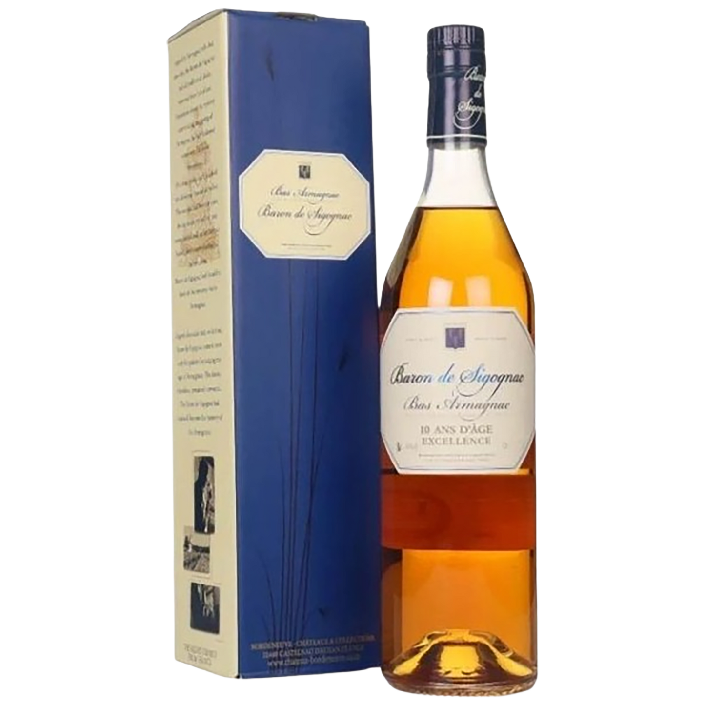 A bottle of Baron de Sigognac 10 Year Old Armagnac available at Blenheim Vintners