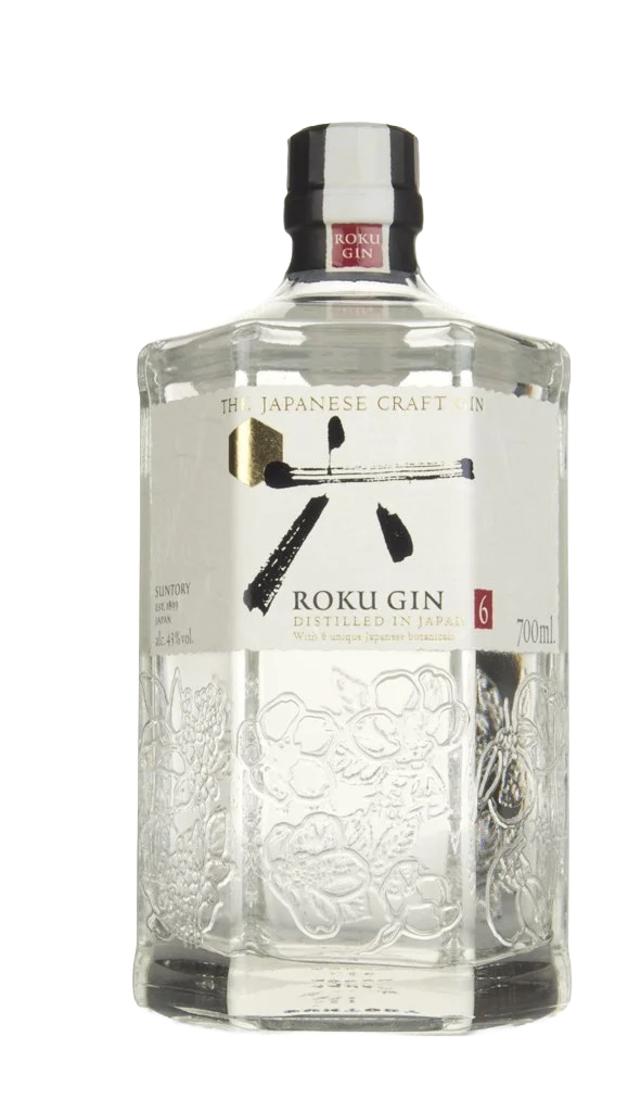 Bottle of Roku Gin on a white background