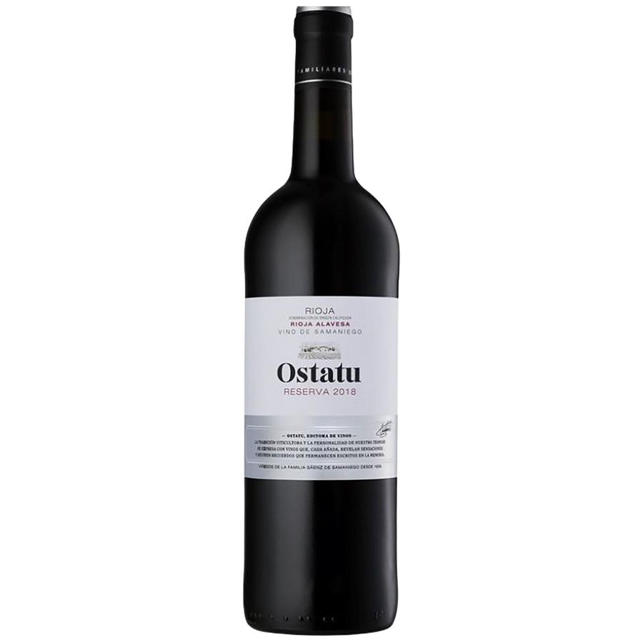 A bottle of Ostatu Reserva red wine.