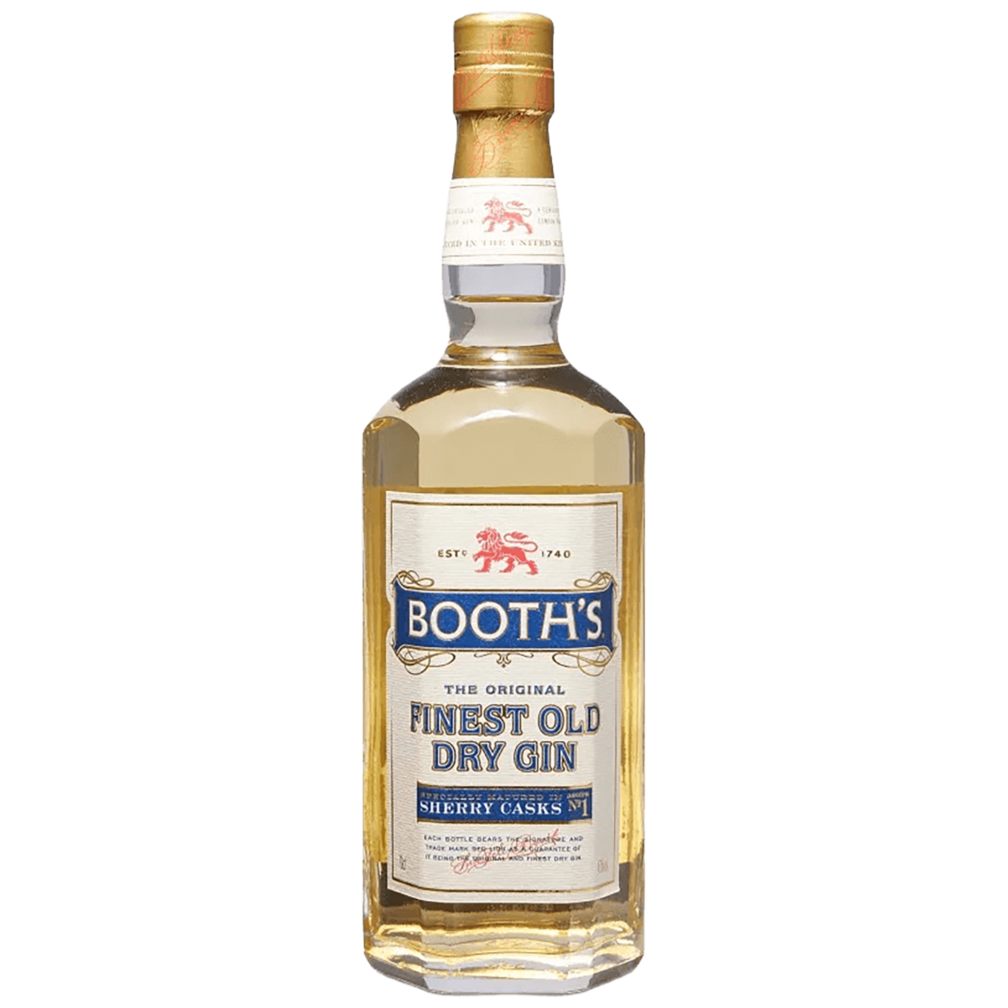A bottle of Booth's Finest Old Dry Gin