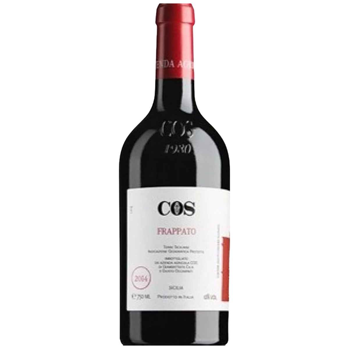 A bottle of COS Frappato red wine