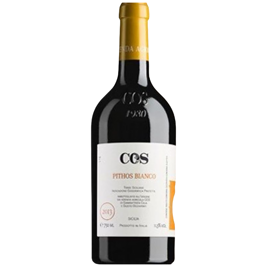 A bottle of COS Pithos Bianco