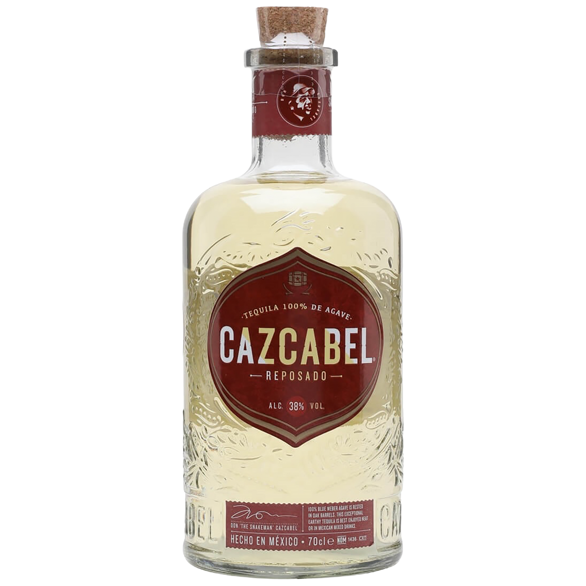 A bottle of Cazcabel Reposado Tequila 100% Agave