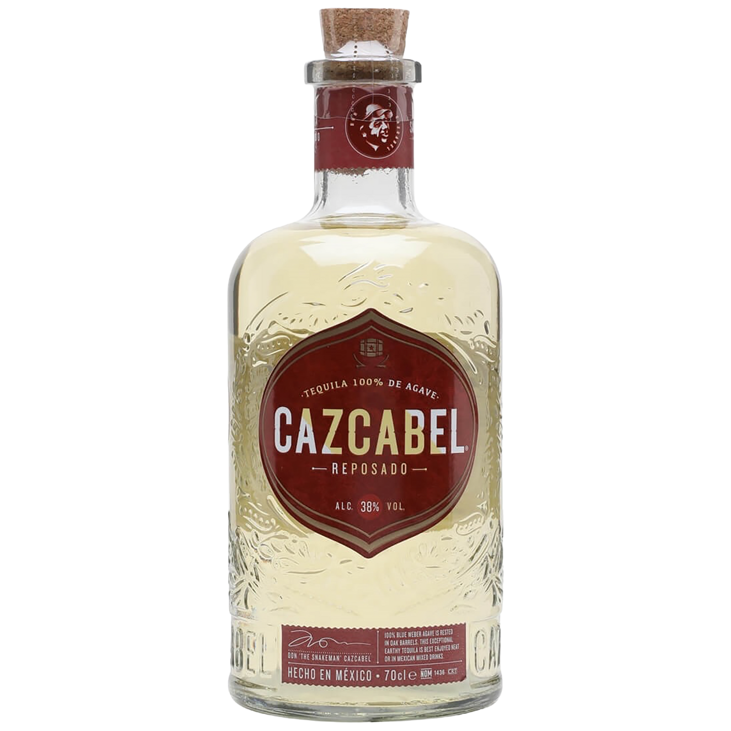 A bottle of Cazcabel Reposado Tequila 100% Agave