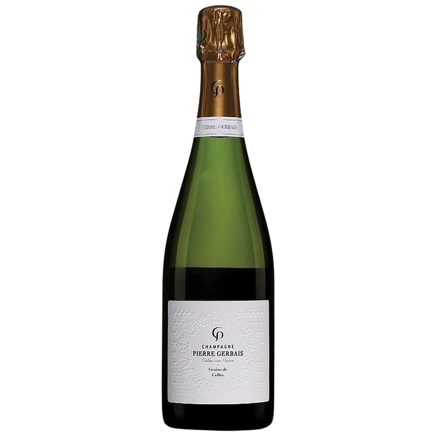 A bottle of Champagne Pierre Gerbais Grains de Celles Extra Brut