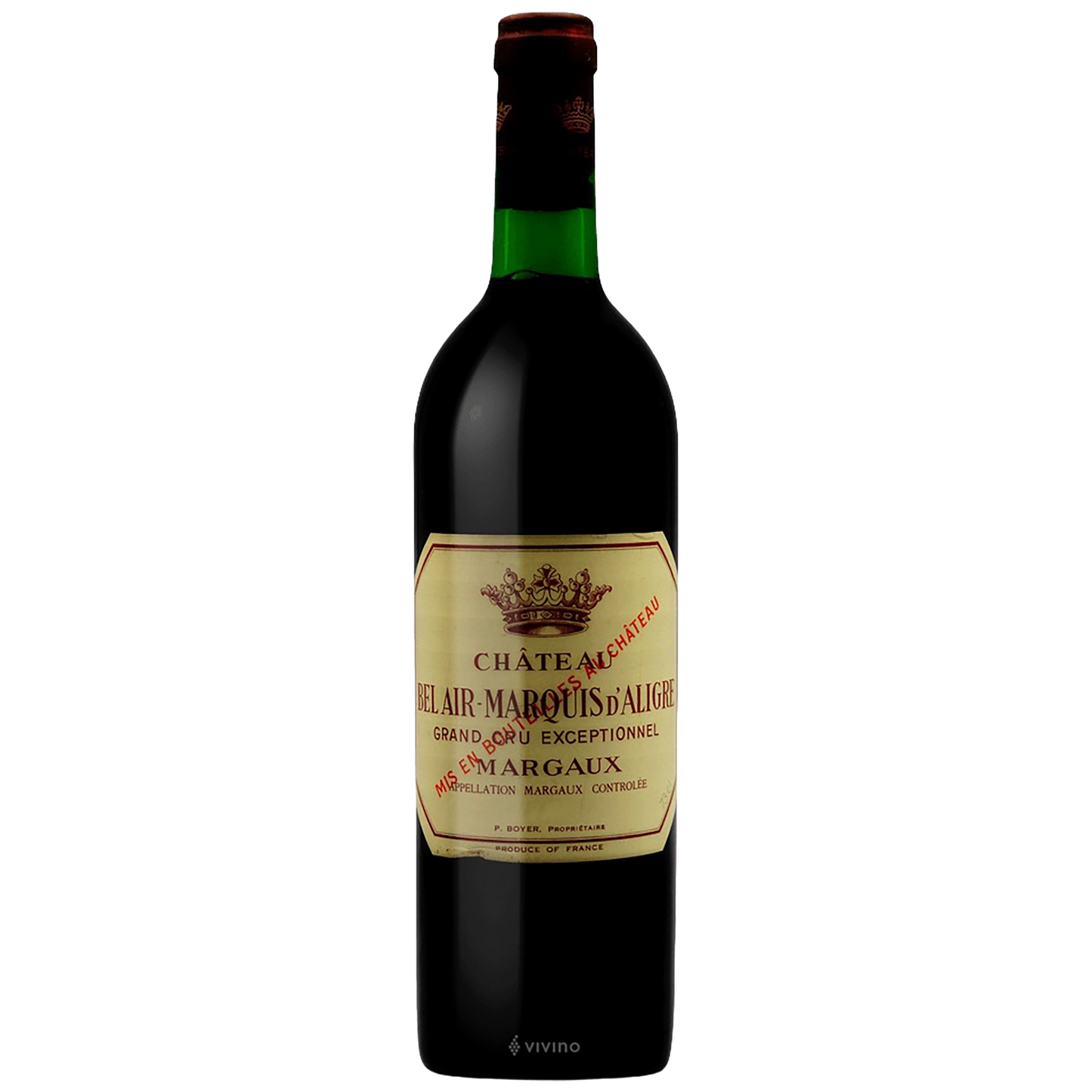 A bottle of Château Bel Air-Marquis d'Aligre Margaux Grand Cru Exceptionnel
