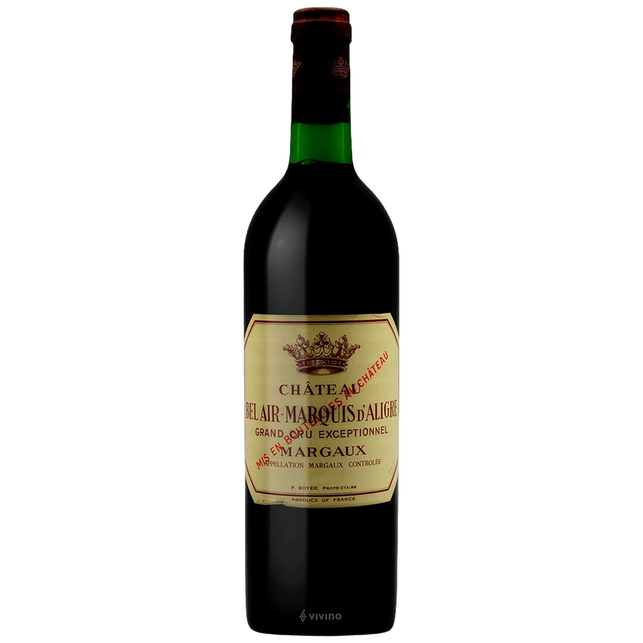 A bottle of Château Bel Air-Marquis d'Aligre Margaux Grand Cru Exceptionnel