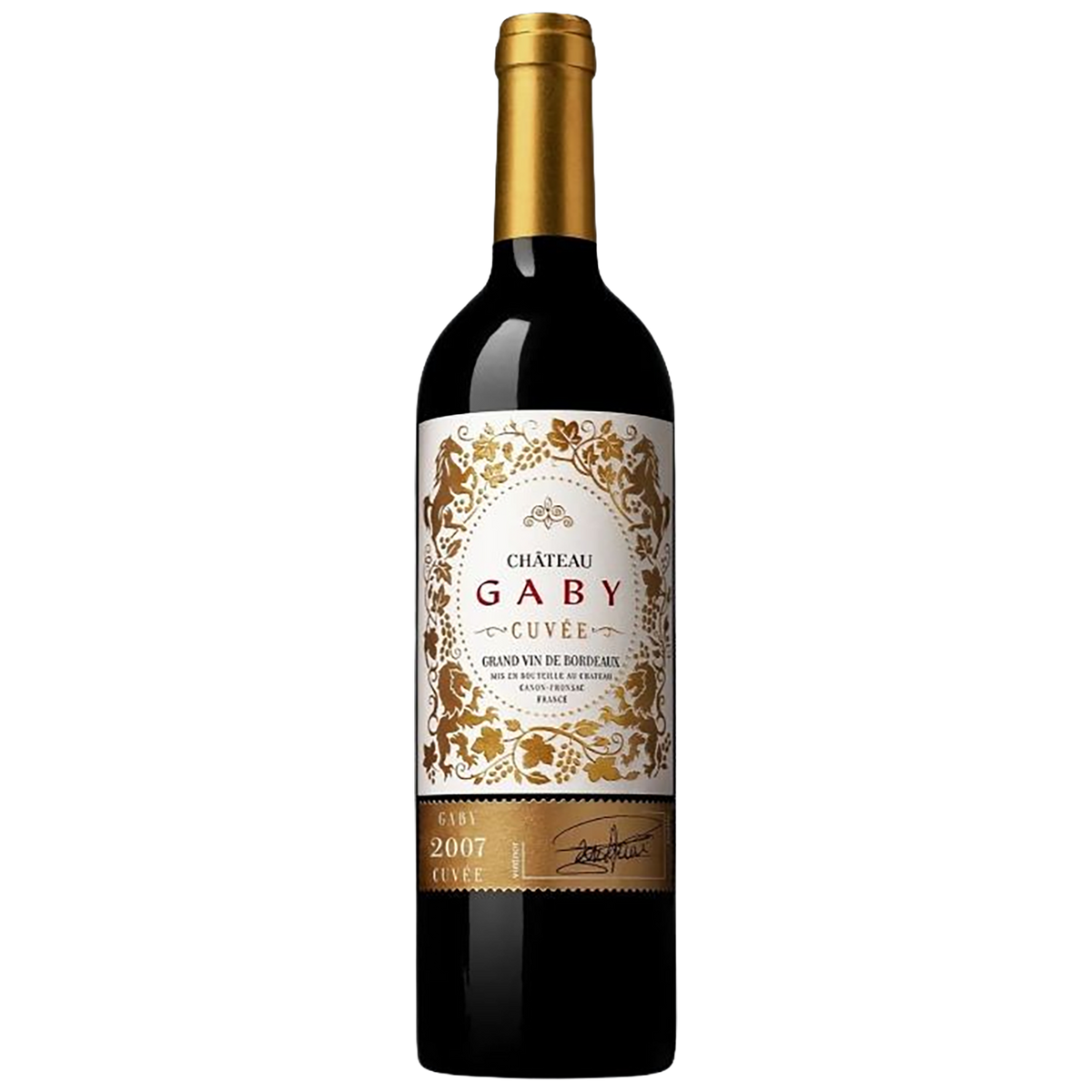 A bottle of Château Gaby Cuvée Canon-Fronsac