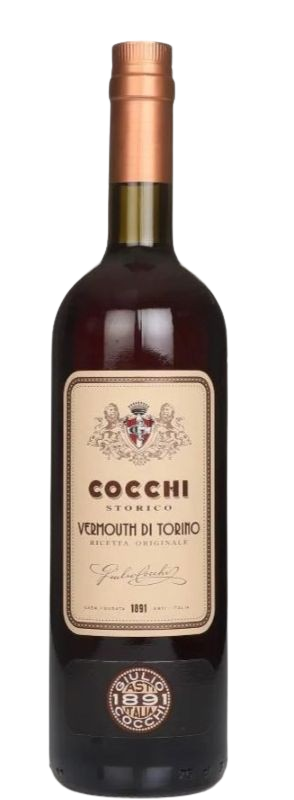 Bottle of Cocchi Vermouth di Torino on a white background