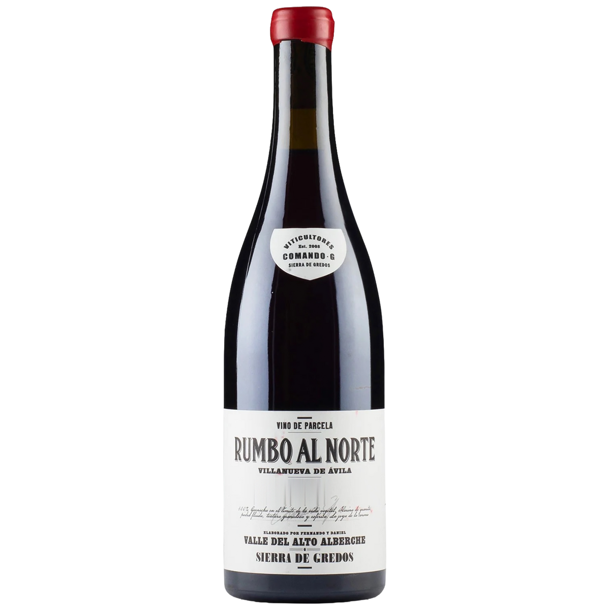 A bottle of Comando G Rumbo al Norte, single-vineyard Garnacha from Sierra de Gredos, Spain