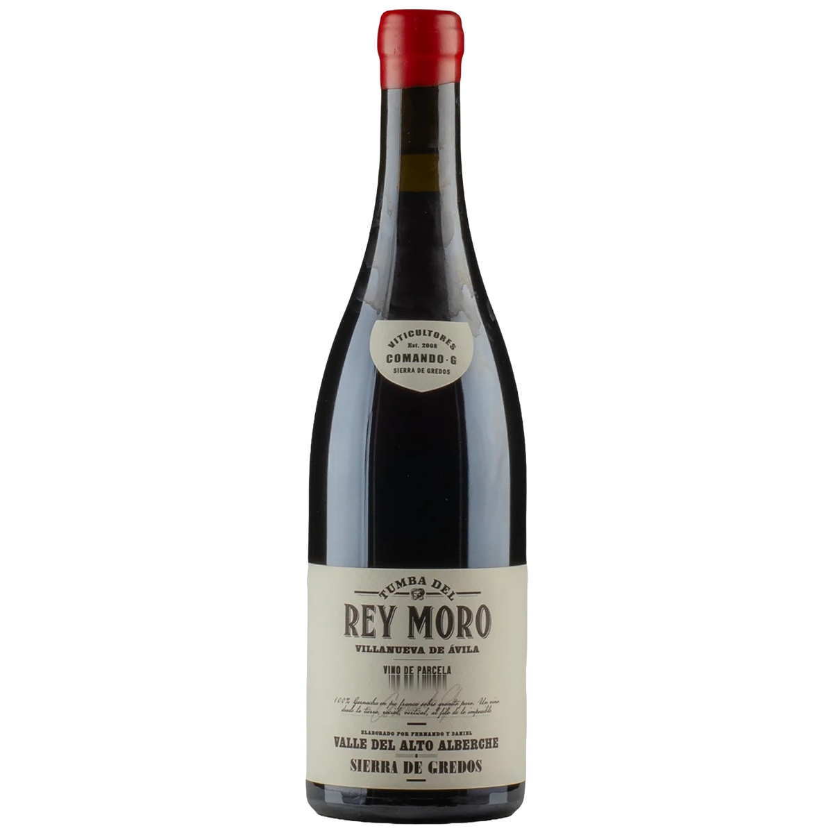 A bottle of Comando G Tumba del Rey Moro red wine, Sierra de Gredos, Spain