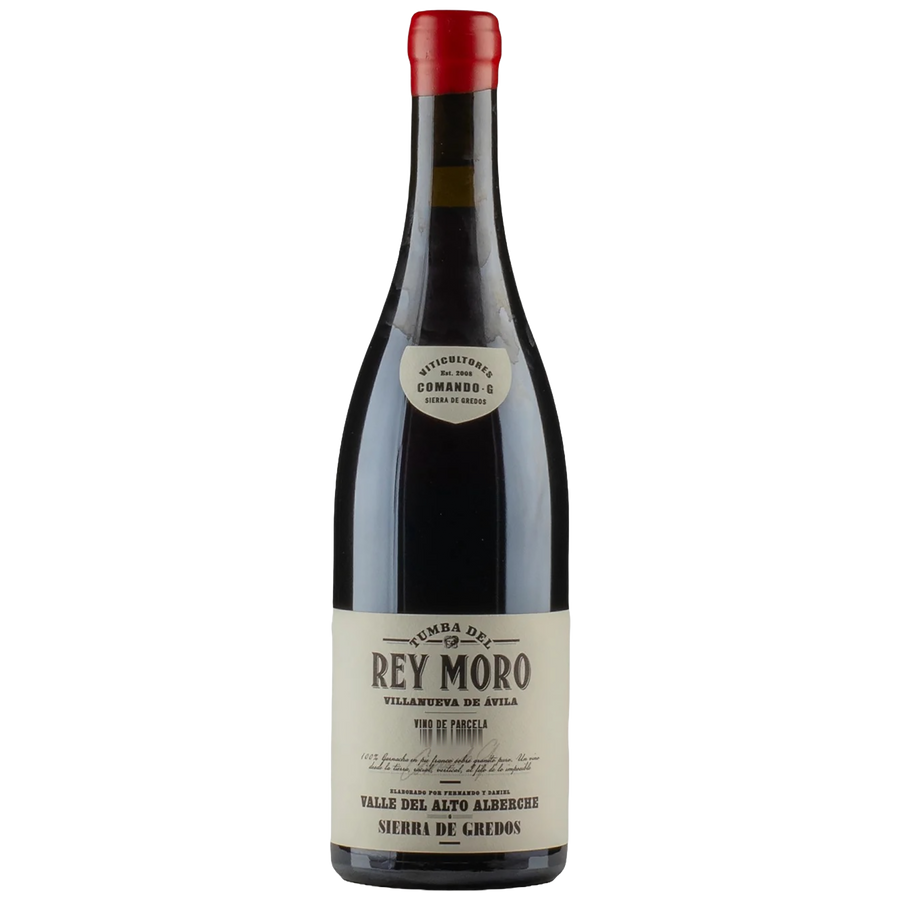 A bottle of Comando G Tumba del Rey Moro red wine, Sierra de Gredos, Spain