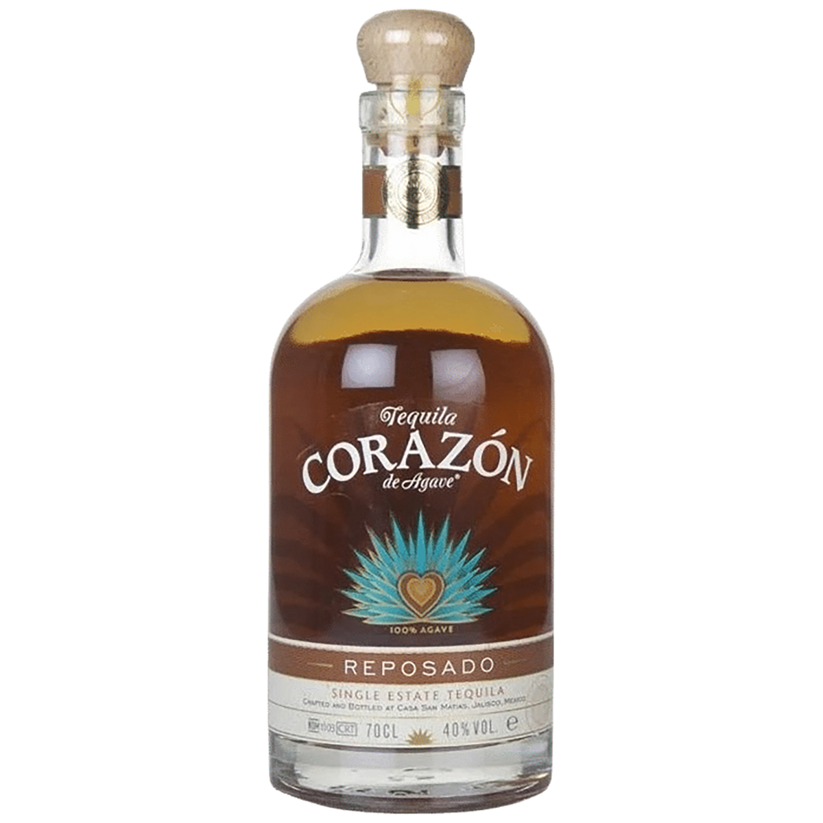 A bottle of Corazòn  Reposado Tequila