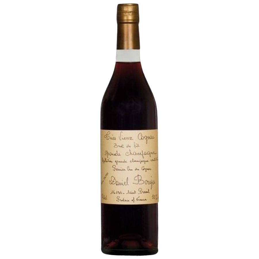 A bottle of Daniel Bouju Grande Champagne 1er Cru Très Vieux Cognac Brut de Fût 40 Year Old