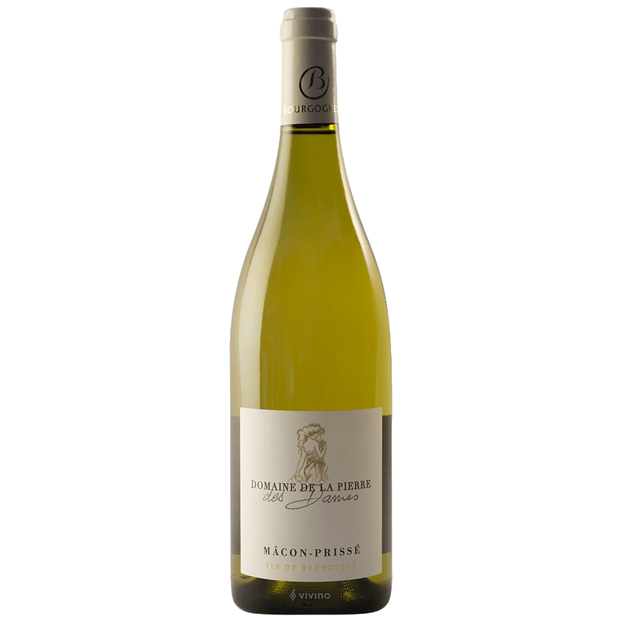 A bottle of Domaine De La Pierre Des Dames Macôn-Prissé