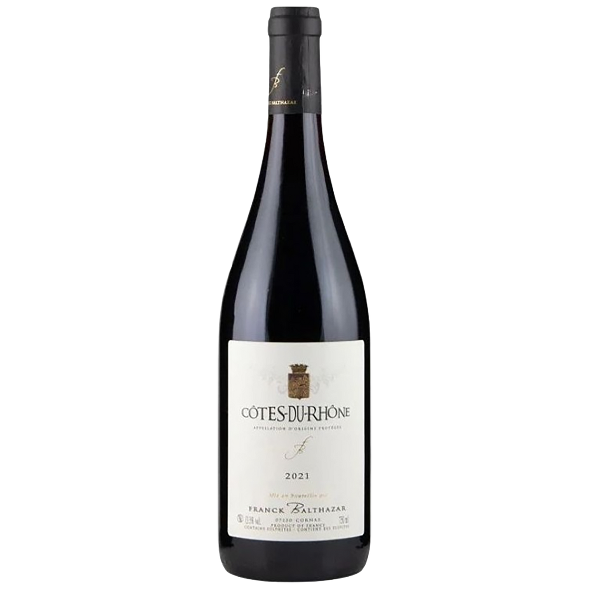 A bottle of Domaine Balthazar Côtes du Rhône