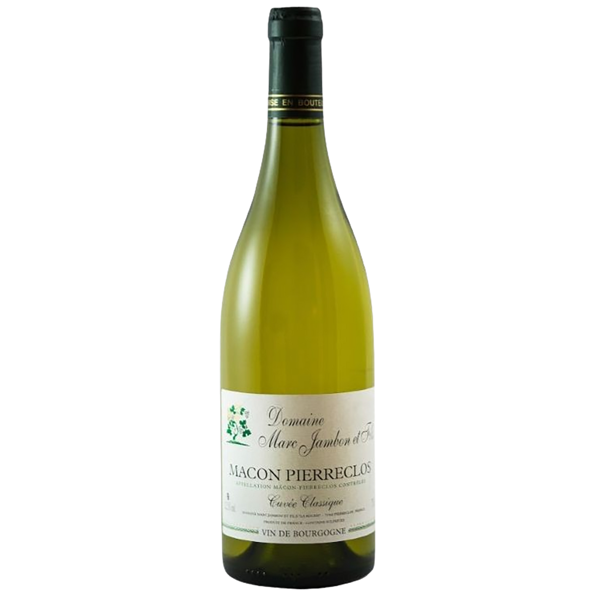 A bottle of Domaine Marc Jambon Mâcon-Pierreclos Cuvée Classique