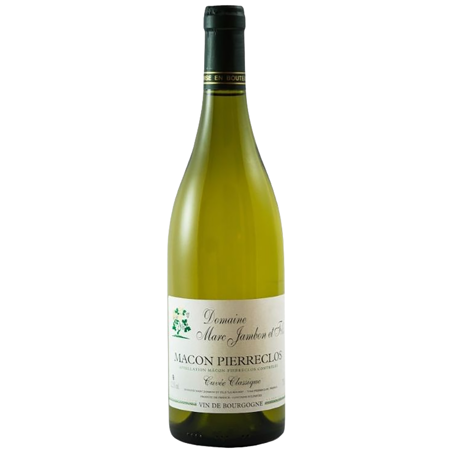 A bottle of Domaine Marc Jambon Mâcon-Pierreclos Cuvée Classique