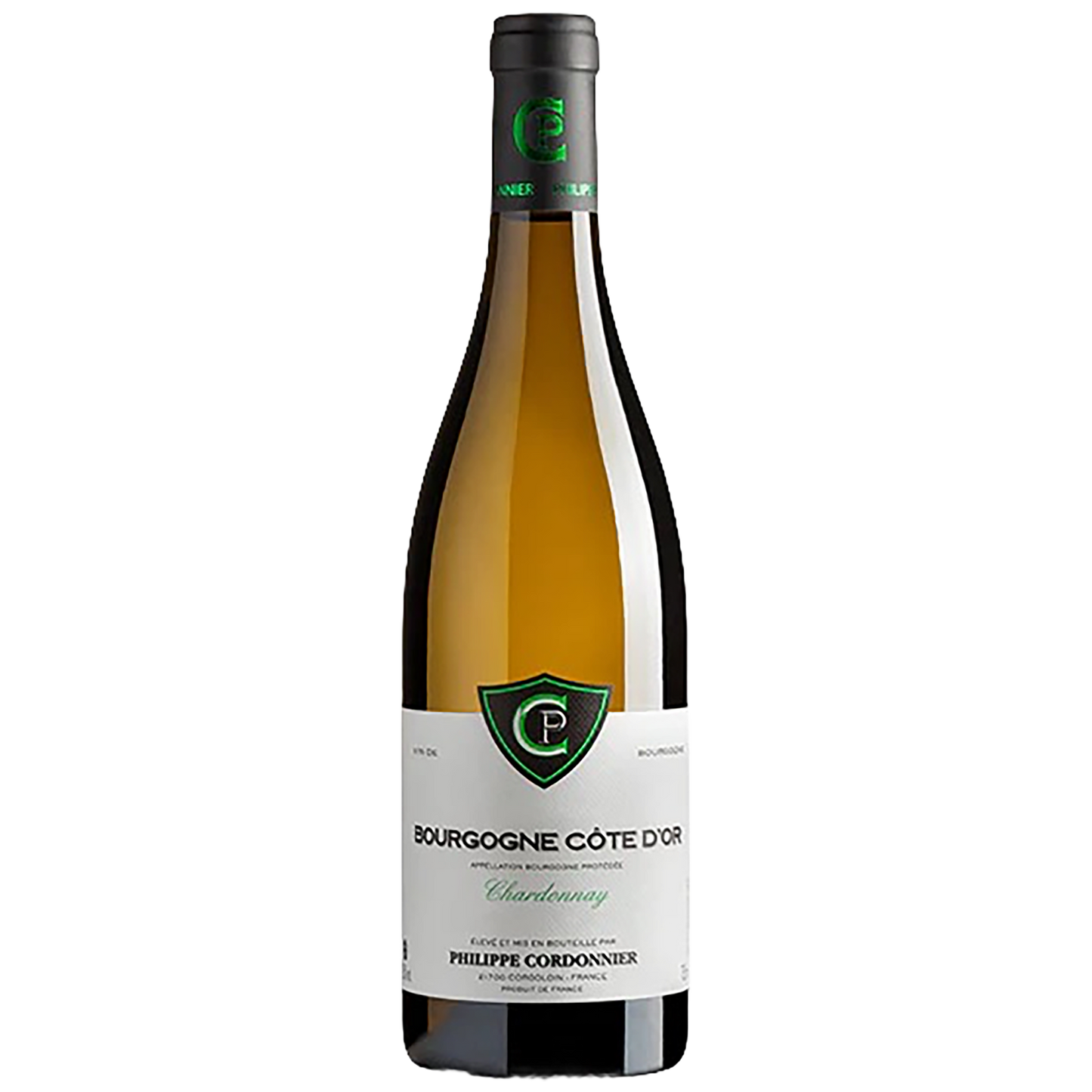 A bottle of Domaine Philippe Cordonnier Bourgogne Côte d'Or Chardonnay