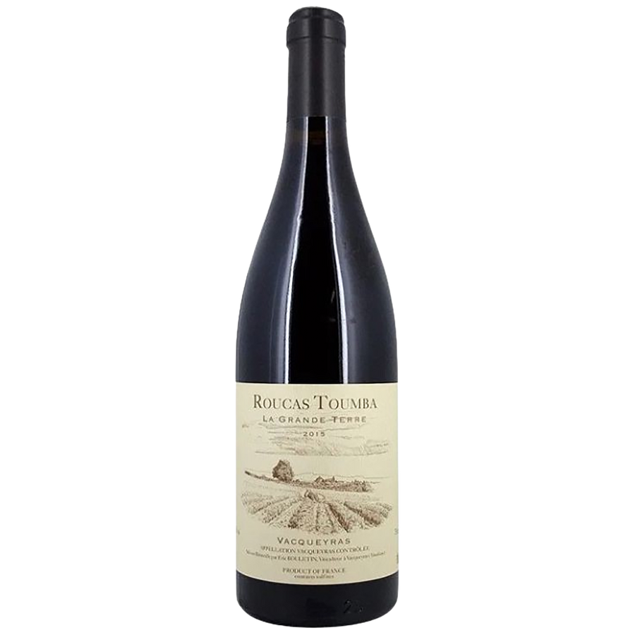 A bottle of Domaine Roucas Toumba Vacqueyras Grande Terre