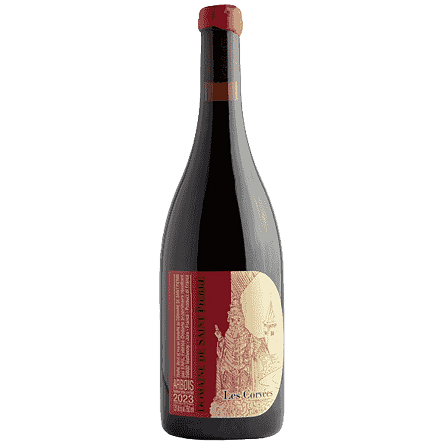 A bottle of Domaine de Saint-Pierre Les Corvées